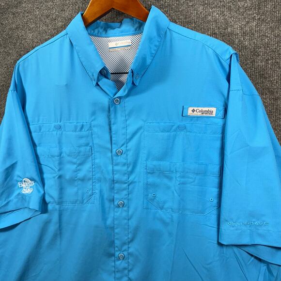 Columbia PFG Tamiami Fishing Shirt Men's XL Blue Button Up Vented Outdoors READ - Picture 2 of 11